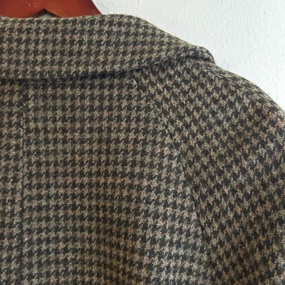 Vintage CHAPS Ralph Lauren Houndstooth Wool Overcoat Trench Coat  L/XL - Picture 3 of 7